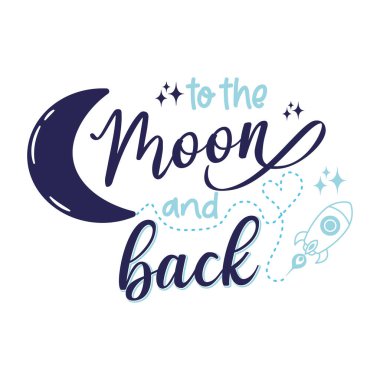 Ay 'a ve geriye, harf, simge, roket, yıldız, motivasyon cümlesi