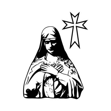 rahibe silueti illüstrasyon vektörü konsepti