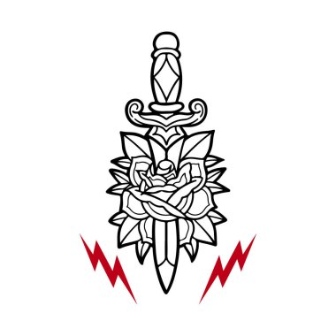 vektör gül ve hançer kavramı