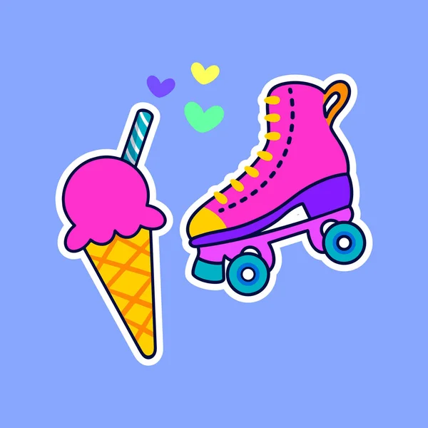 Roller Skates Ice Cream Vector — Stock Vector