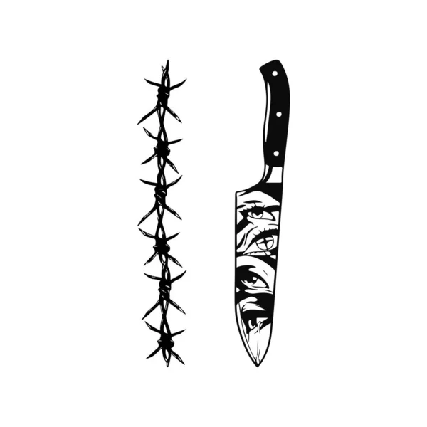Вектор Ілюстрації Ножа Колючого Дроту — стоковий вектор