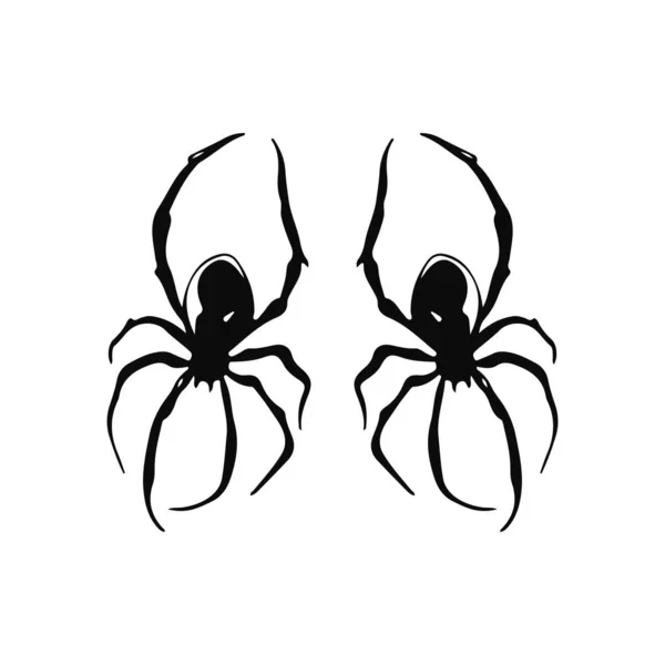 Vektorsilhouette Zweier Schwarzer Spinnen — Stockvektor