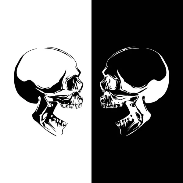 Vector Illustration Two Skull Silhouettes — Stock vektor