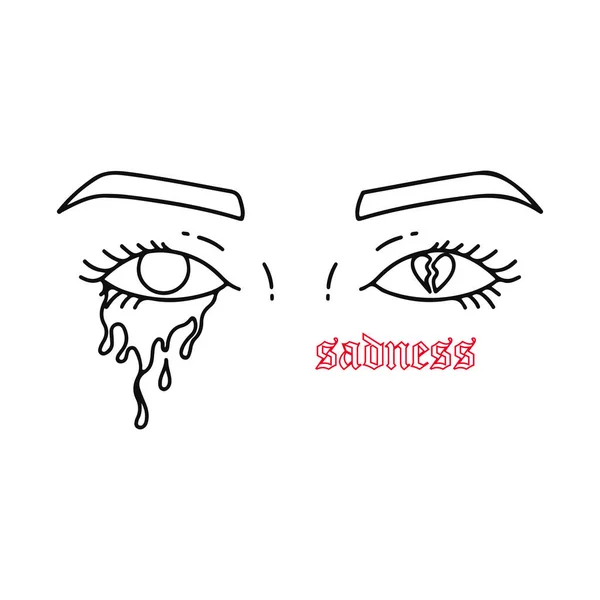 Illustration Vectorielle Des Yeux Pleurs Femme — Image vectorielle