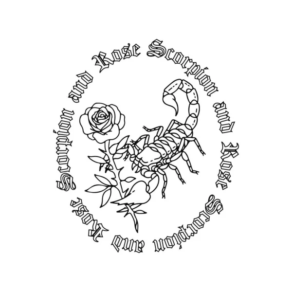 蝎子和玫瑰的病媒图解 — 图库矢量图片