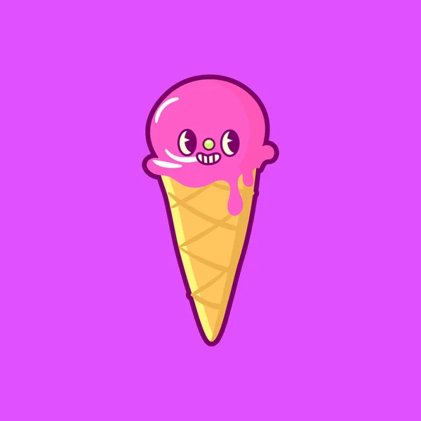 Vector Illustration Ice Cream Character — Stock Vector