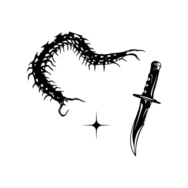 ムカデとナイフのベクトル図 — ストックベクタ