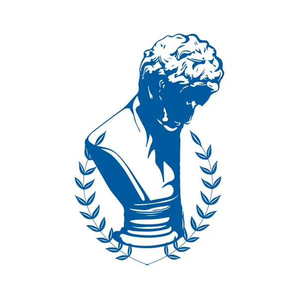 蓝色希腊雕像矢量概念 — 图库矢量图片