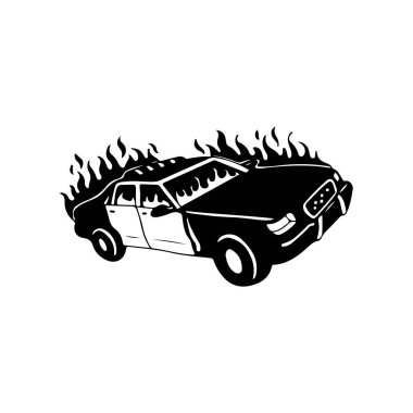 polis arabası silueti vektör illüstrasyonu