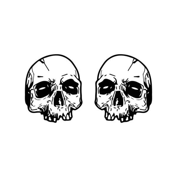 Ilustração Vetorial Dois Crânios — Vetor de Stock