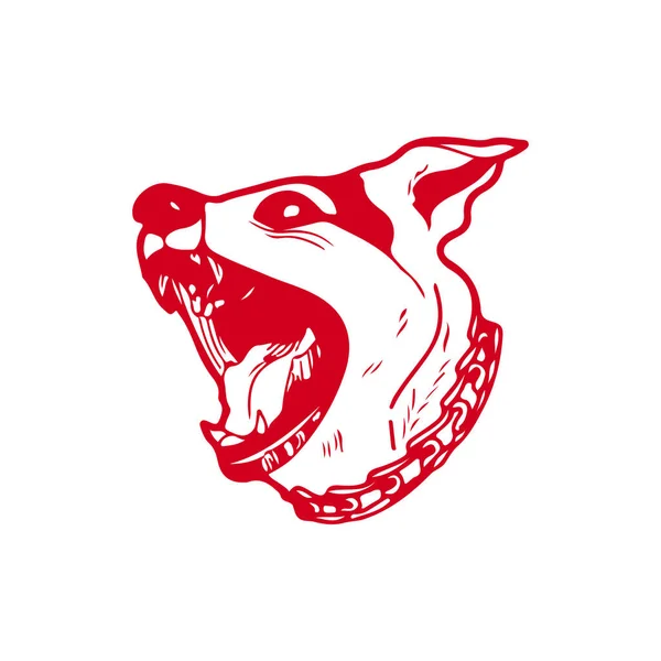 Vector Ilustración Cabeza Perro Rojo Espeluznante — Vector de stock