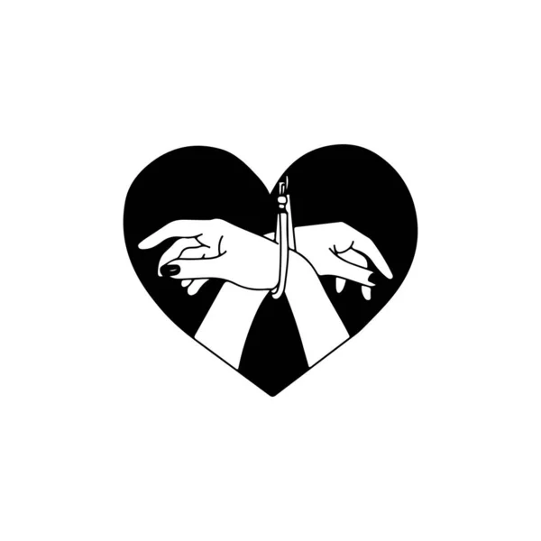 Bir ipe bağlı iki elin vektör çizimi