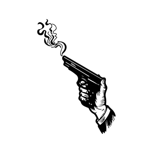 Ilustração Vetorial Uma Mão Segurando Uma Arma — Vetor de Stock