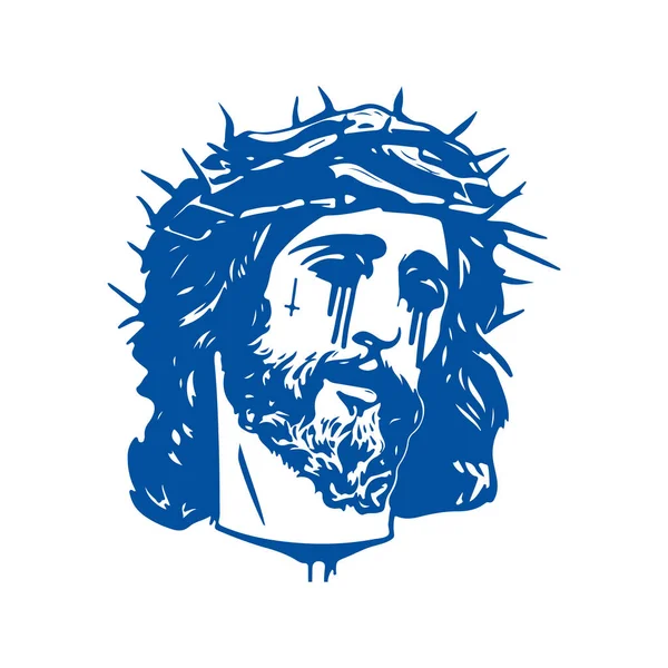 Vektor Illusztrációja Fej Sziluett Isten Jézus — Stock Vector