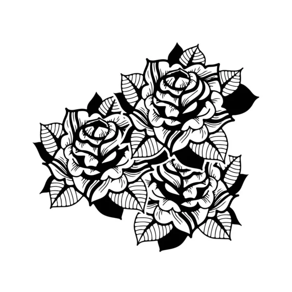 Vector Ilustración Tres Rosa — Archivo Imágenes Vectoriales