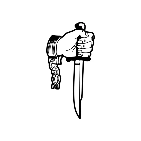 Векторная Иллюстрация Руки Держащей Нож — стоковый вектор