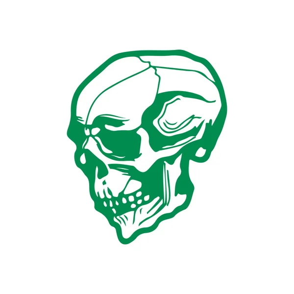 緑の頭蓋骨図の概念ベクトル — ストックベクタ