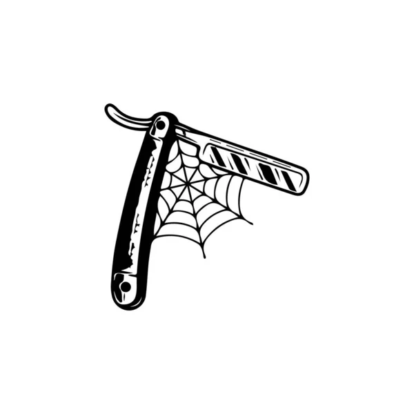 Vektor Illustration Von Schere Und Spinnennetz — Stockvektor