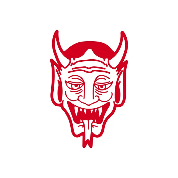 Kırmızı Şeytanın Kafasının Vektör Çizimi — Stok Vektör