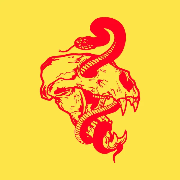Vector Illustration Skull Snake — Stock Vector