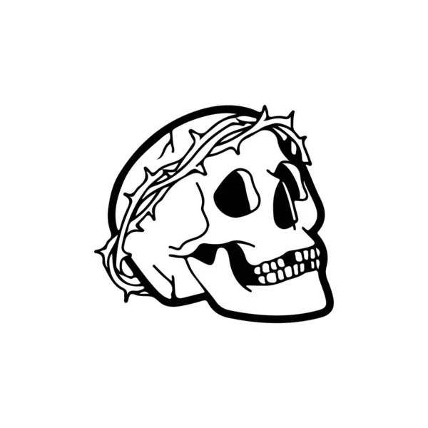 Ilustración Vectorial Cráneo Alambre Púas Concepto — Archivo Imágenes Vectoriales