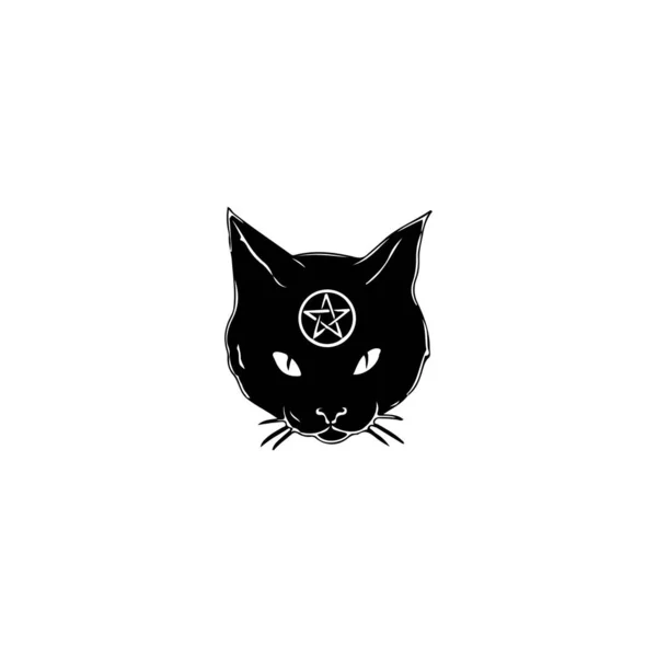 Vector Ilustrador Silueta Negro Gato Cabeza — Archivo Imágenes Vectoriales