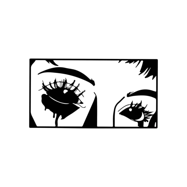 Vector Ilustrador Los Ojos Llorando Mujer — Vector de stock