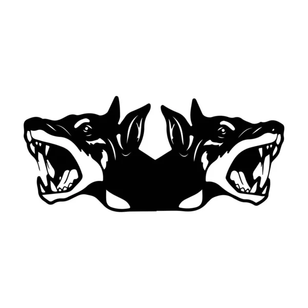 Vektor Illustrator Zweier Wilder Hundeköpfe — Stockvektor