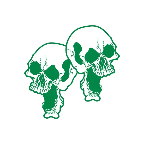 Vector Illustration Two Green Skulls — Stock vektor