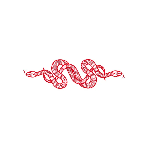 Ilustrador Vetorial Duas Cobras Vermelhas — Vetor de Stock