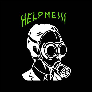 Gaz maskeli adamın vektör illüstrasyonu