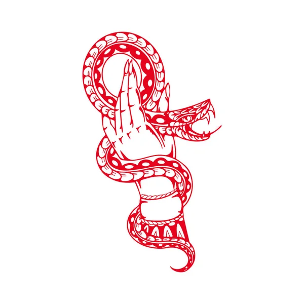 Illustration Vectorielle Une Main Avec Serpent — Image vectorielle