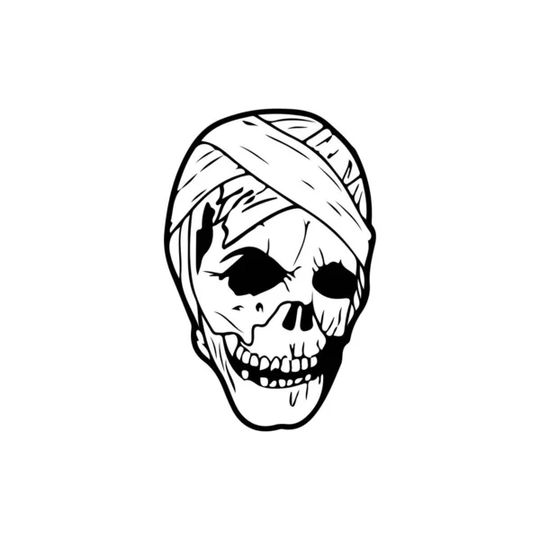 Ilustración Vectorial Cráneo Con Vendas — Archivo Imágenes Vectoriales
