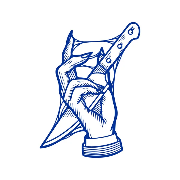 Векторна Ілюстрація Ножа Встромленого Руку — стоковий вектор