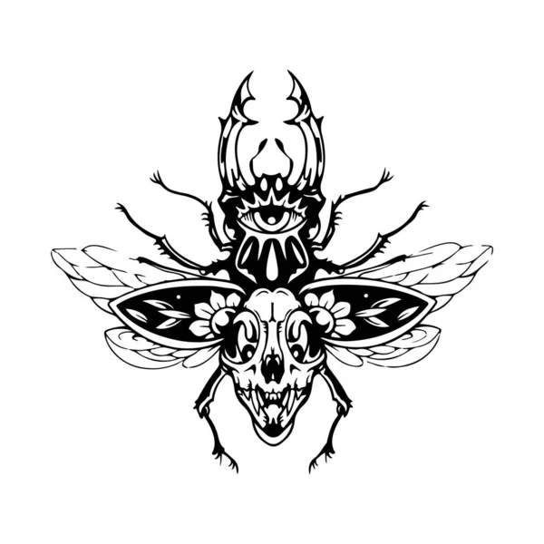 Kafatası Kavramına Sahip Böceğin Vektör Çizimi — Stok Vektör