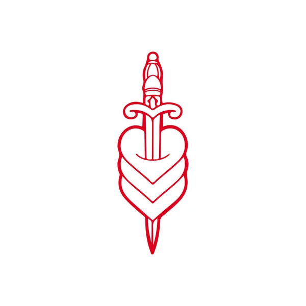 Ilustração Vetorial Espada Com Coração — Vetor de Stock