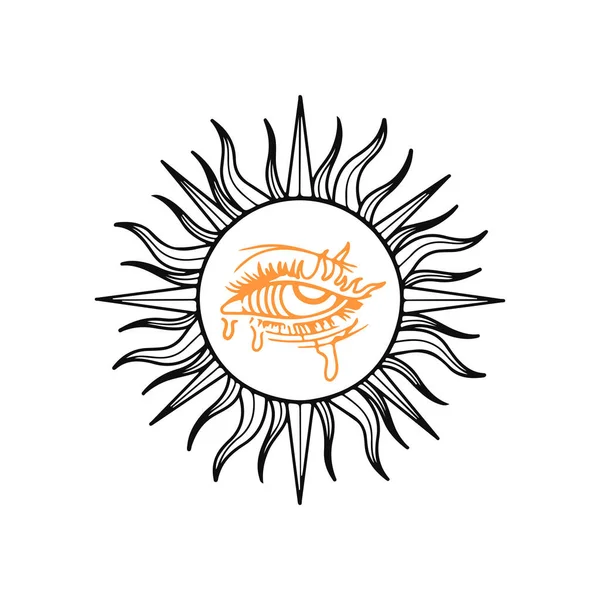 Vector Illustration Sun Symbol Eye — Stock Vector