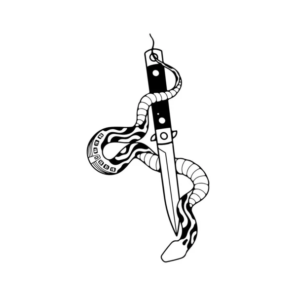 Vektor Illustration Eines Messers Mit Einer Schlange — Stockvektor