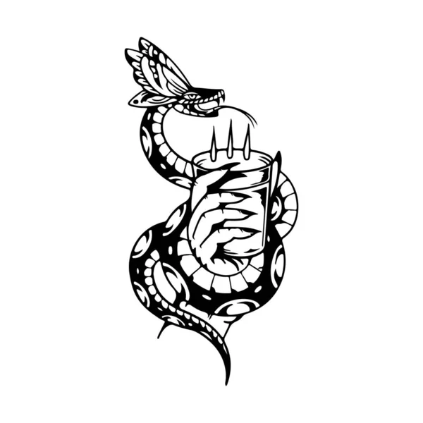 Ilustração Vetor Serpente Mão —  Vetores de Stock