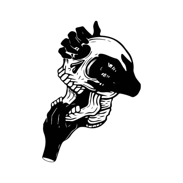 Ilustración Vectorial Cráneo Manos — Vector de stock