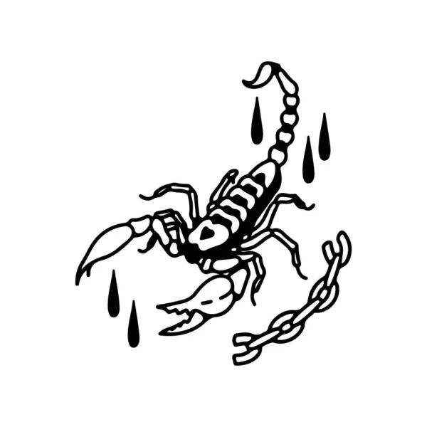 Skorpion Und Kettenvektorillustration — Stockvektor