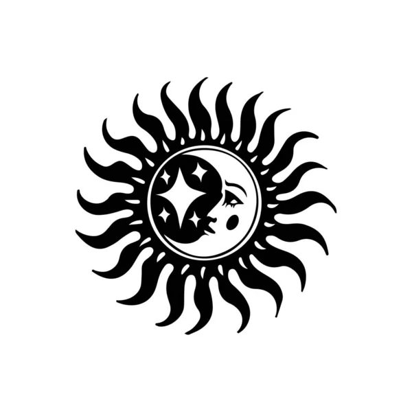 Vector Illustration Sun Symbol Moon — Stock Vector