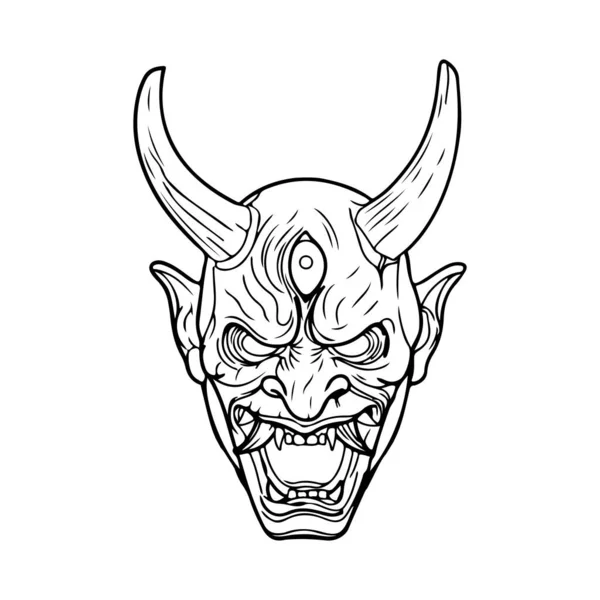 Assustador Diabo Samurai Vetor Ilustração —  Vetores de Stock