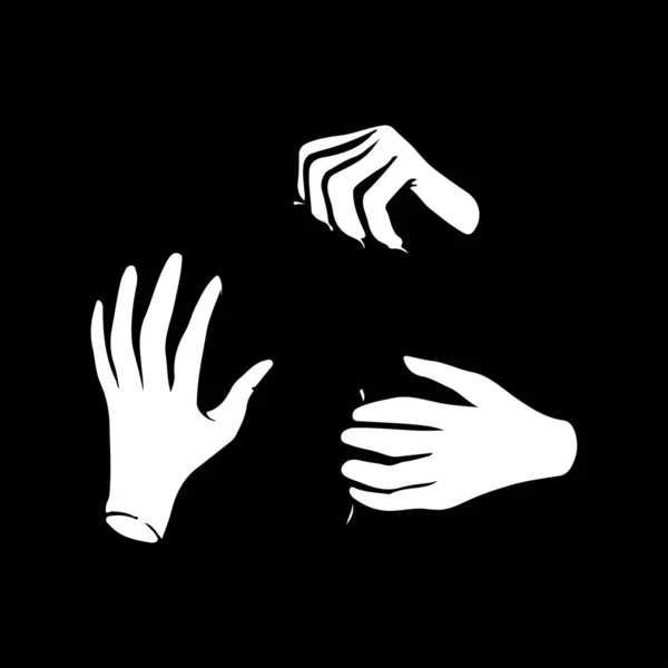 Vector Illustration Three Hand Silhouettes — Stock Vector