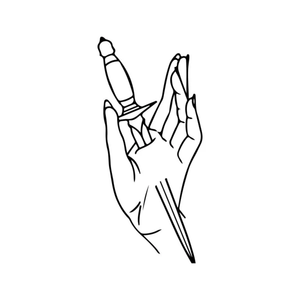 Векторная Иллюстрация Ножевой Руки Кинжала — стоковый вектор