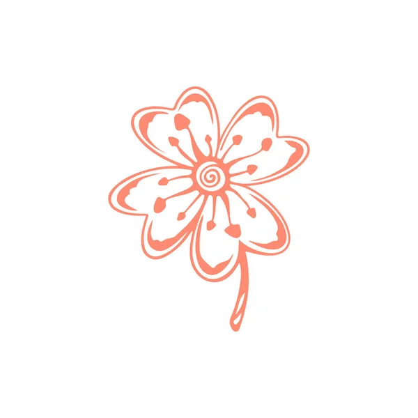 ピンク色の可憐な花のベクターイラスト — ストックベクタ