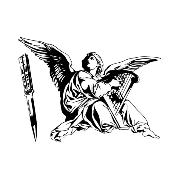 Ilustrație Vectorială Unui Înger Cuțit — Vector de stoc