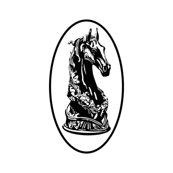 Vector Illustration Black Horse Chess Piece — Stock Vector
