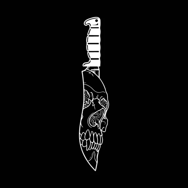 Векторна Ілюстрація Силуету Ножа Черепом — стоковий вектор