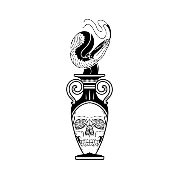 Illustrazione Vettoriale Vaso Con Serpente — Vettoriale Stock